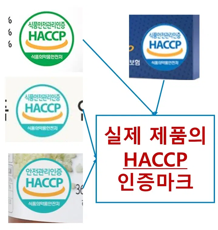 HACCP 인증 마크 실제 예시 사진